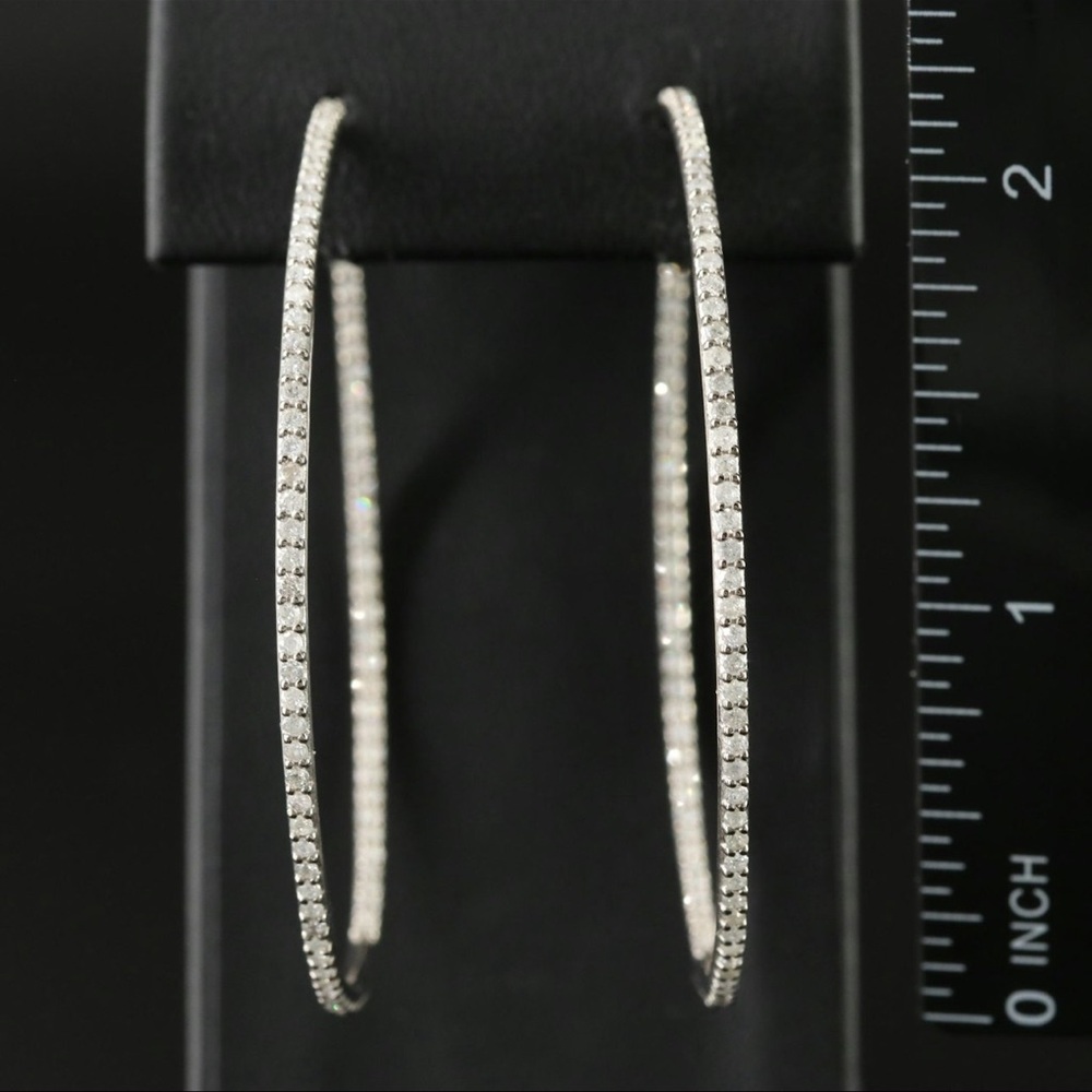 Sheryl Lowe Sterling inside out Diamond half hoops Earrings - Picture 2 of 5